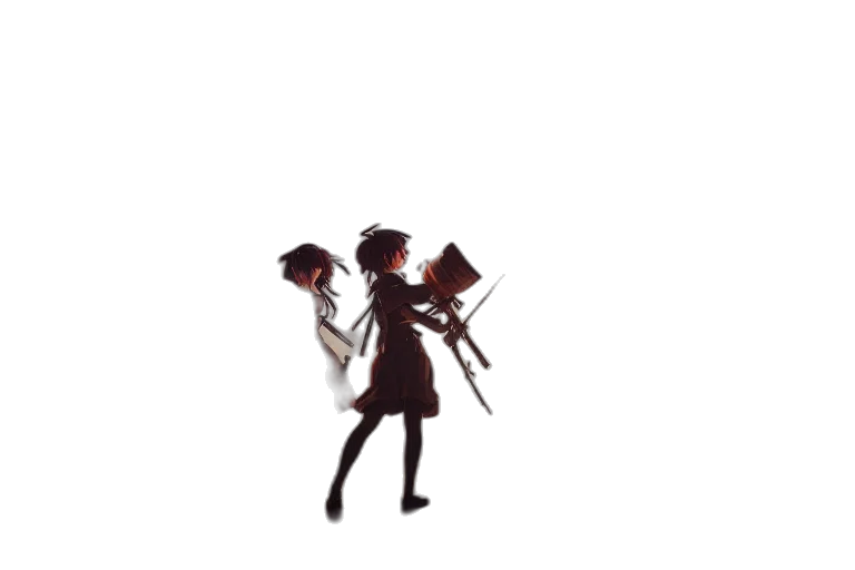staff, umbrella, hair, jacket, anime, concept art, pixel art, 3d render transparent PNG cut-out