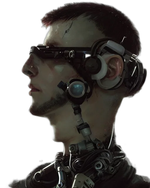 robot, face, mask, staff, cyberpunk, concept art, photorealistic, comic book art transparent PNG cut-out