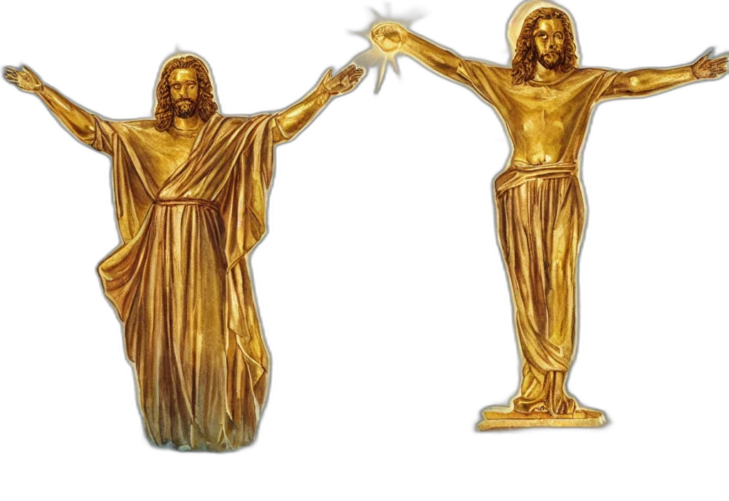 jewelry, 3d render, concept art, golden, watercolor, painting, statue, jesus transparent PNG cut-out