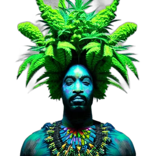 crown, animal, tree, staff, concept art, green, african, marijuanna transparent PNG cut-out