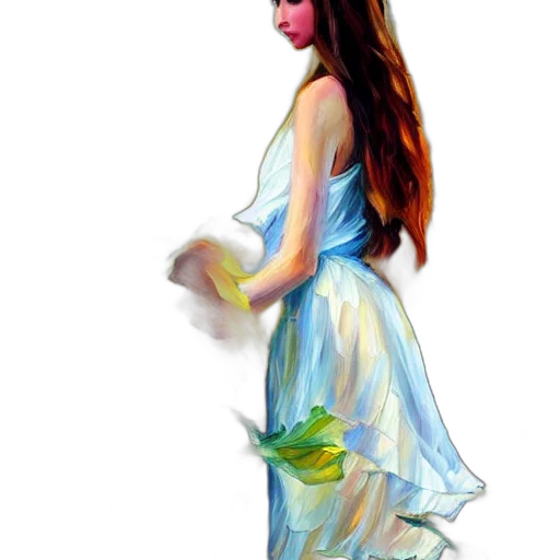 dress, oil painting, photorealistic, fantasy art, watercolor, blue, pastel, colorful transparent PNG cut-out