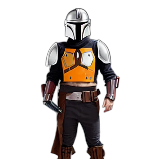 robot, jacket, concept art, 3d render, fantasy art, pixel art, mandalorian, large transparent PNG cut-out