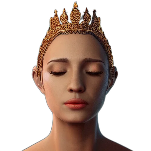 crown, face, mask, jewelry, 3d render, photorealistic, concept art, fantasy art transparent PNG cut-out