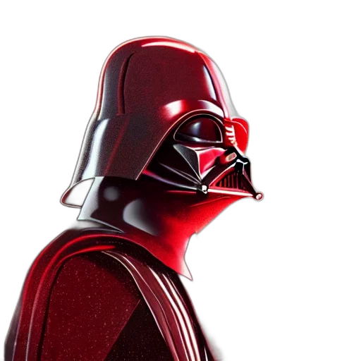 mask, staff, 3d render, concept art, photorealistic, comic book art, red, darth transparent PNG cut-out