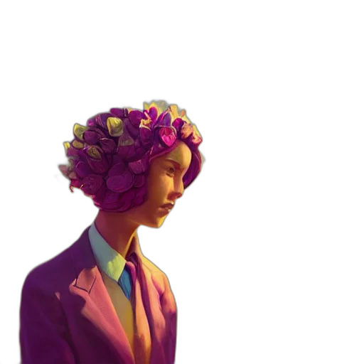 crown, flower, face, hat, concept art, pixel art, vaporwave, photorealistic transparent PNG cut-out