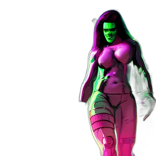 robot, dress, concept art, comic book art, 3d render, fantasy art, neon lights, outer space transparent PNG cut-out