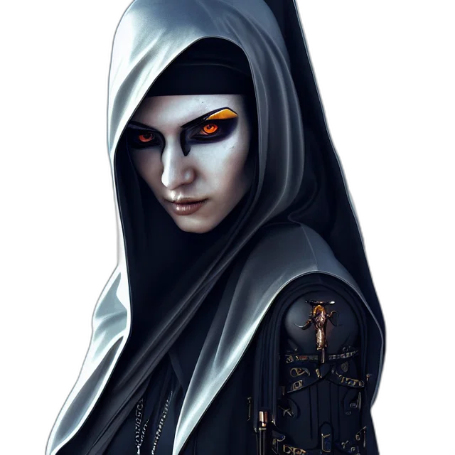 jacket, mask, face, staff, fantasy art, concept art, cyberpunk, comic book art transparent PNG cut-out