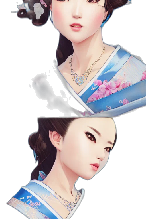 jewelry, face, photorealistic, concept art, fantasy art, oil painting, blue, pastel transparent PNG cut-out