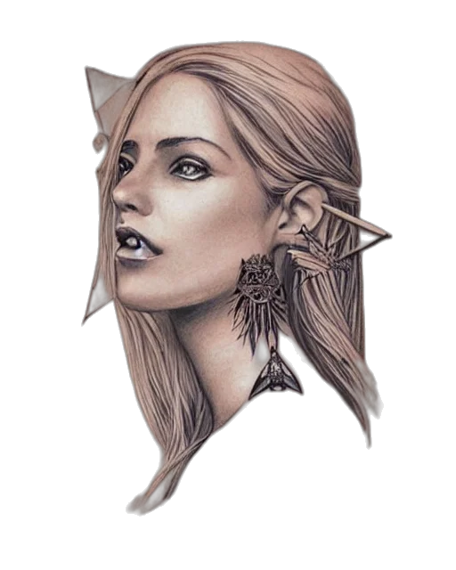 face, staff, jewelry, mask, fantasy art, concept art, watercolor, comic book art transparent PNG cut-out