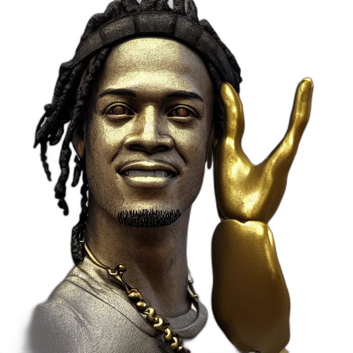 jewelry, face, photorealistic, 3d render, concept art, stoic, statue, ronaldinho transparent PNG cut-out
