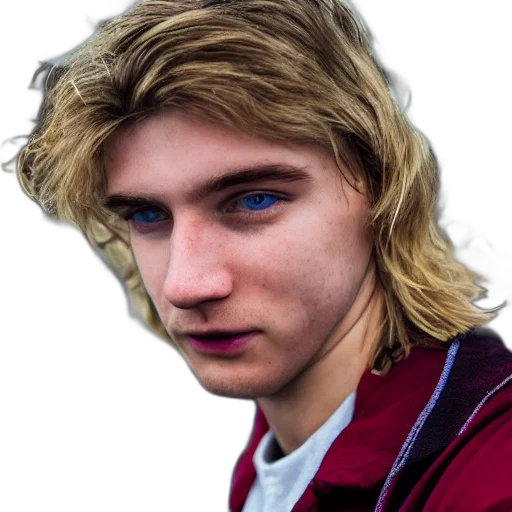 face, hair, jacket, creature, photorealistic, vaporwave, cartoon, fantasy art transparent PNG cut-out