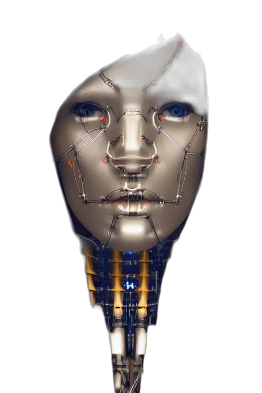 robot, mask, face, jewelry, 3d render, photorealistic, cyberpunk, concept art transparent PNG cut-out