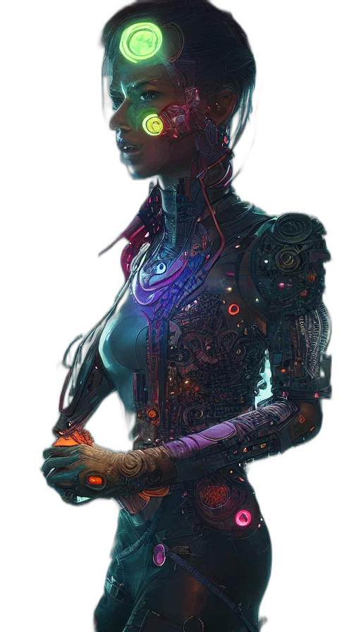robot, dress, staff, face transparent PNG cut-out