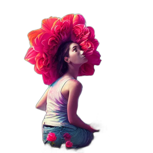 flower, crown, hair, hat, concept art, photorealistic, watercolor, 3d render transparent PNG cut-out