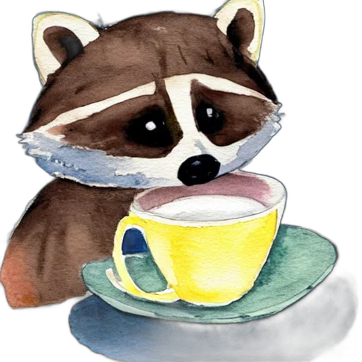 food, animal, watercolor, photorealistic, concept art, fantasy art, little, raccoon transparent PNG cut-out