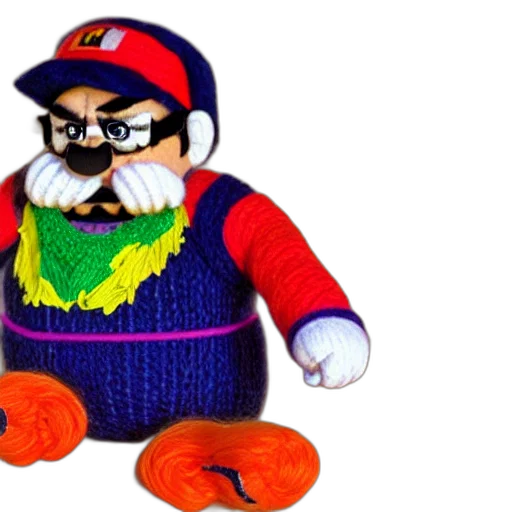 hat, 3d render, pixel art, concept art, doll, wario, made, out transparent PNG cut-out
