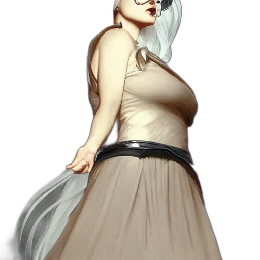 dress, staff, creature, fantasy art transparent PNG cut-out