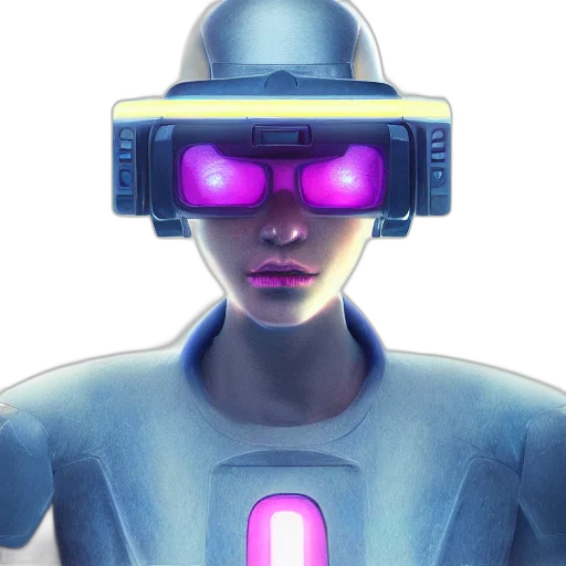 robot, cyberpunk, vaporwave, concept art transparent PNG cut-out