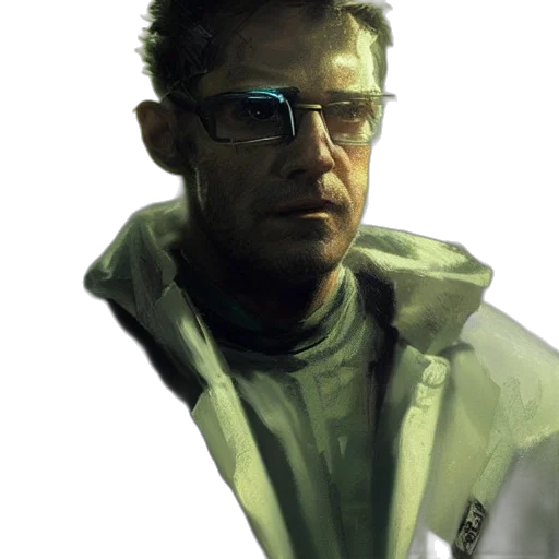 jacket, face, staff, cyberpunk transparent PNG cut-out