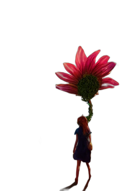 flower, umbrella, staff, crown, 3d render, photorealistic, concept art, vaporwave transparent PNG cut-out