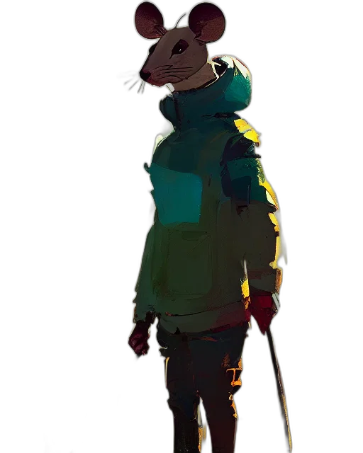 jacket, staff, mask, creature transparent PNG cut-out