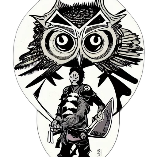mask, comic book art, fantasy art, concept art, cartoon, monochrome, portrait, owl transparent PNG cut-out