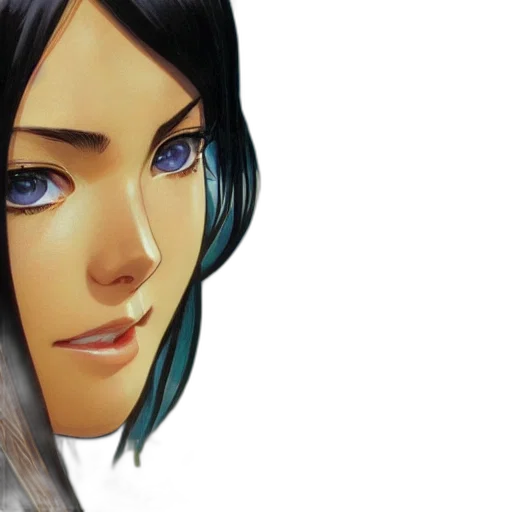 face, photorealistic, concept art, fantasy art, comic book art, blue, pastel, green transparent PNG cut-out