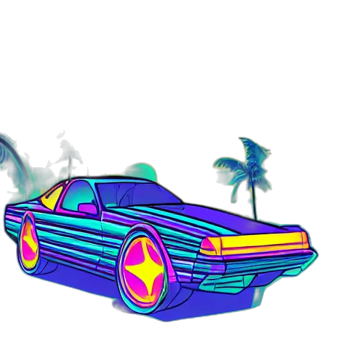 car, weapon, vaporwave, concept art transparent PNG cut-out