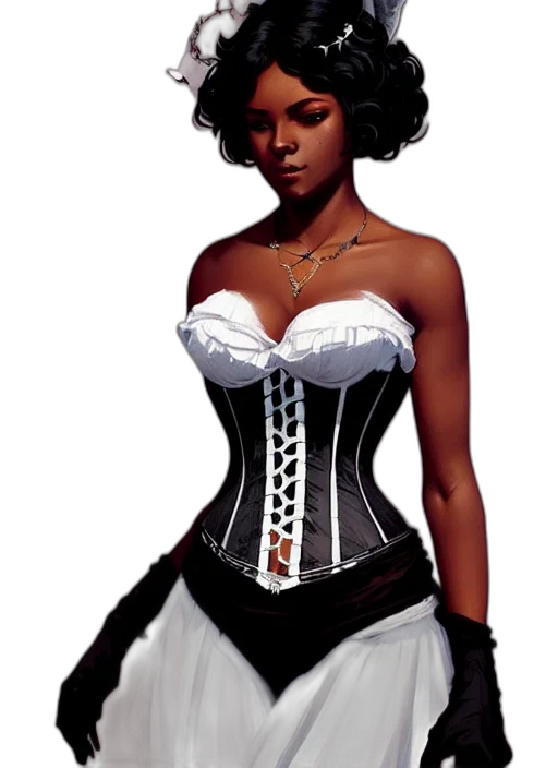dress, concept art, fantasy art, comic book art, photorealistic, cute, black, woman transparent PNG cut-out