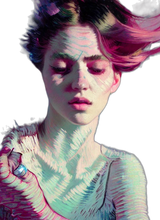 face, mask, creature, hair, photorealistic, concept art, fantasy art, watercolor transparent PNG cut-out