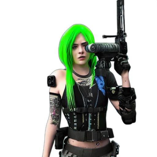 weapon, staff, hair, cyberpunk transparent PNG cut-out