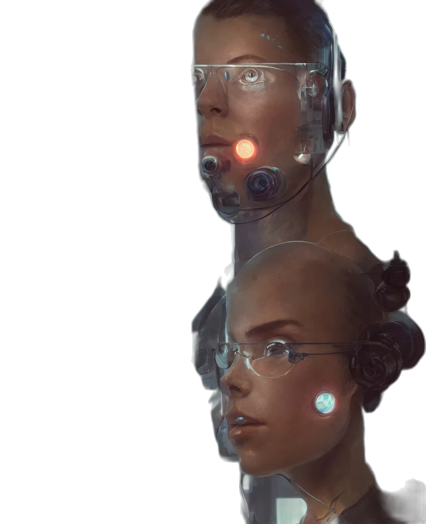 robot, face, mask, staff transparent PNG cut-out