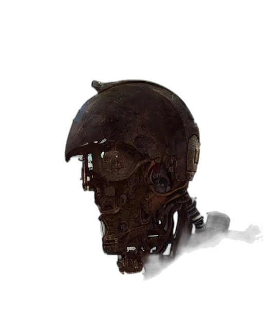 robot, mask, face, crown, concept art, 3d render, cyberpunk, photorealistic transparent PNG cut-out