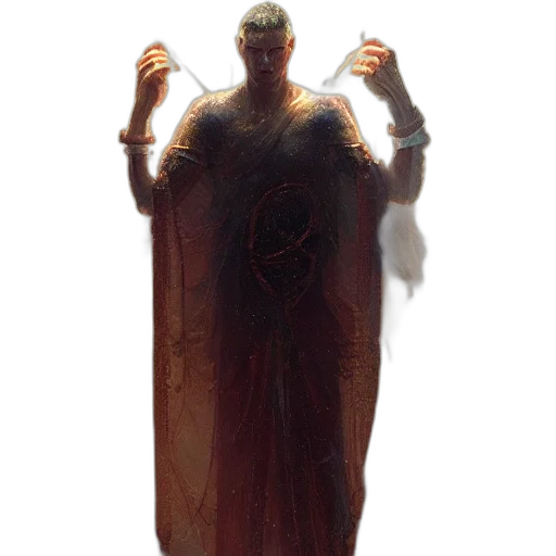staff, creature, sword, dress, concept art, fantasy art, 3d render, pixel art transparent PNG cut-out