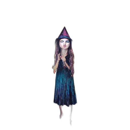 dress, hat, creature, staff, 3d render, concept art, pixel art, vaporwave transparent PNG cut-out