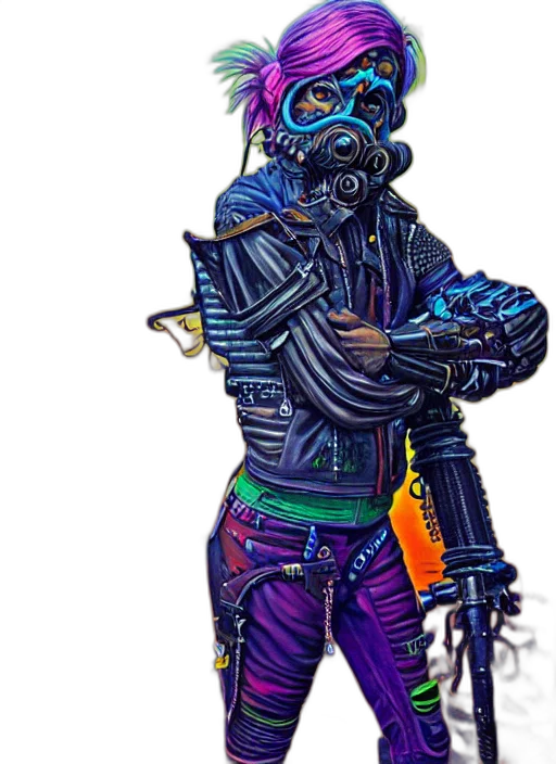weapon, jacket, robot, staff transparent PNG cut-out