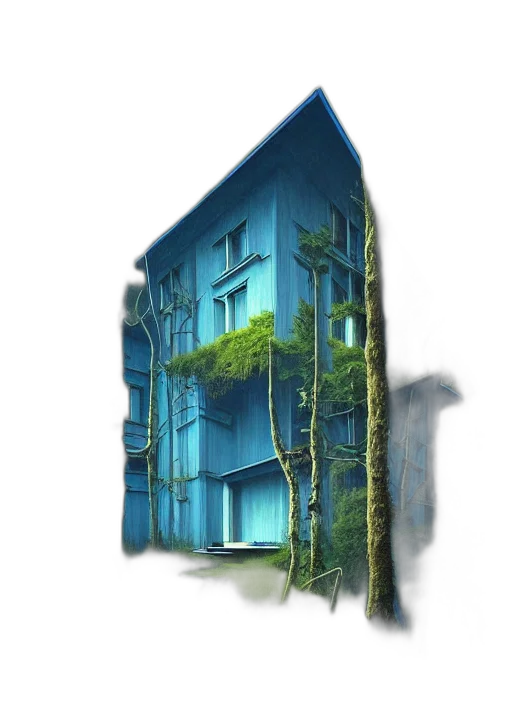 building, tree, furniture, robot, concept art, 3d render, fantasy art, photorealistic transparent PNG cut-out