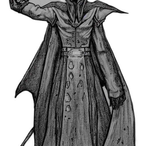 staff, mask, jacket, sword, concept art, comic book art, fantasy art, pencil sketch transparent PNG cut-out