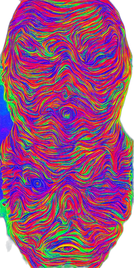 face, mask, hair, creature, vaporwave, cartoon, comic book art, pixel art transparent PNG cut-out