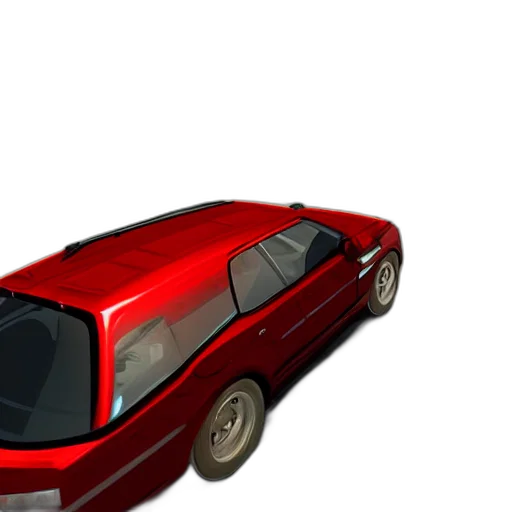car, 3d render, photorealistic, concept art, pixel art, red, still, frame transparent PNG cut-out