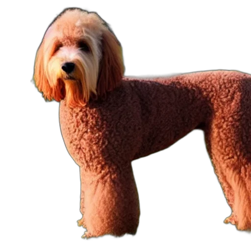 animal, creature, hair, 3d render, photorealistic, concept art, bad, goldendoodle transparent PNG cut-out