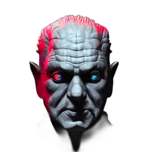 face, mask, creature, cyberpunk, concept art, 3d render, fantasy art, red transparent PNG cut-out