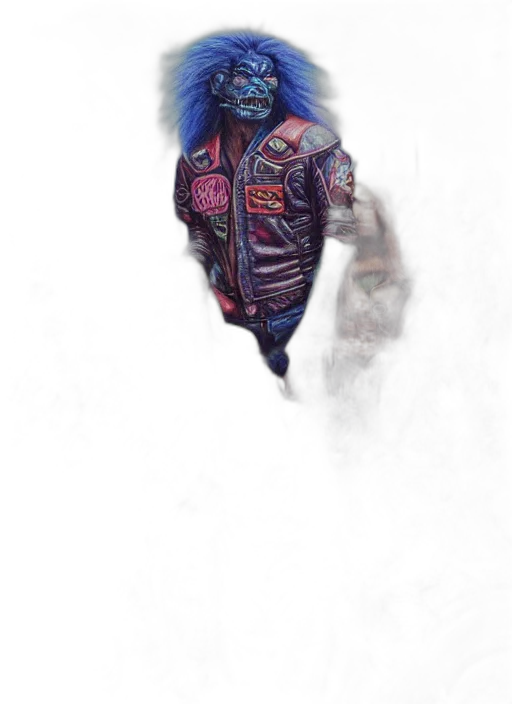 jacket, mask, face, creature, concept art, cyberpunk, fantasy art, watercolor transparent PNG cut-out