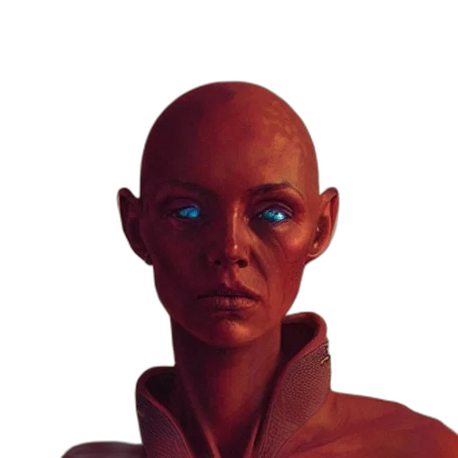 face, robot, mask, staff, concept art, photorealistic, cyberpunk, 3d render transparent PNG cut-out