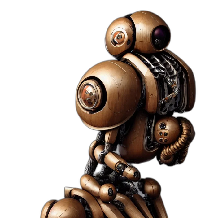 robot, staff, 3d render, concept art transparent PNG cut-out