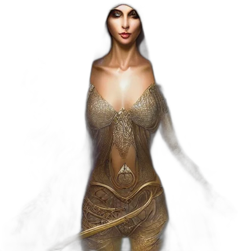 dress, jewelry, staff, mask, fantasy art, concept art, photorealistic, 3d render transparent PNG cut-out