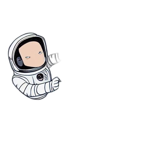 robot, pixel art, cartoon, concept art, comic book art, outer space, monochrome, matt transparent PNG cut-out