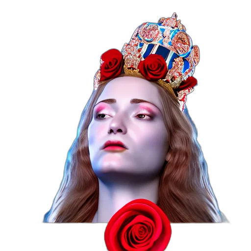 crown, face, hat, mask, concept art, vaporwave, photorealistic, 3d render transparent PNG cut-out