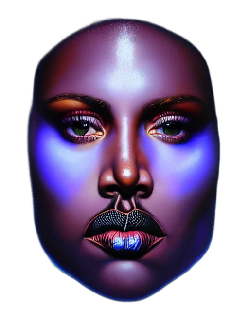 face, mask, jewelry, crown, photorealistic, 3d render, concept art, cyberpunk transparent PNG cut-out