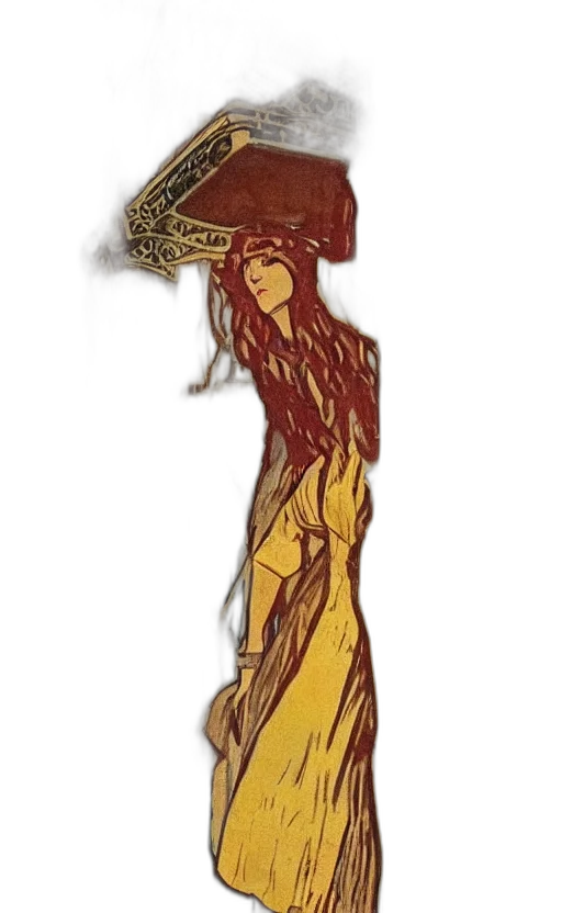 hat, staff, dress, hair, fantasy art, concept art, pixel art, watercolor transparent PNG cut-out